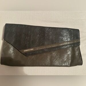 Brown Faux Leather Envelope Clutch Minimalist Chic
